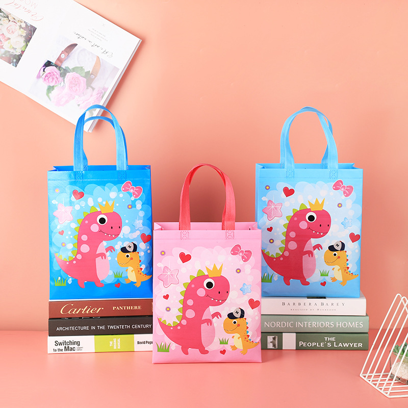 Bolsas de regalo no tejidas diseño dinosaurio y unicornio