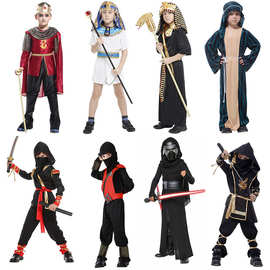 儿童武士忍者服装cos舞会扮演男孩子武士角色服装法老演出服国王