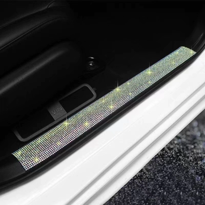 Cross-border rhinestone car door sill strip door frame protection anti-step sticker anti-scratch anti-scratch strip universal car interior