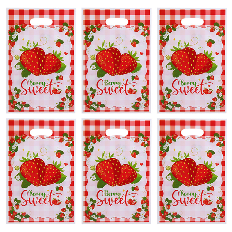 (Cross-border trading), strawberry, children's plastic evening dress, handheld bag, Birthday gift