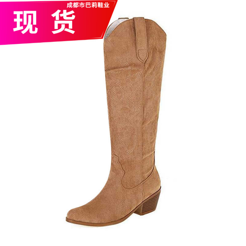Women Embroidery Knee High Cowboy Boots Fashion Leather Wide Calf Cowgirl Boots Winter Autumn Tall Dress Shoes Women Embroidery Knee High Cowboy Boots Fashion Leather Wide Calf Cowgirl Boots Winter Autumn Tall Dress Shoes
