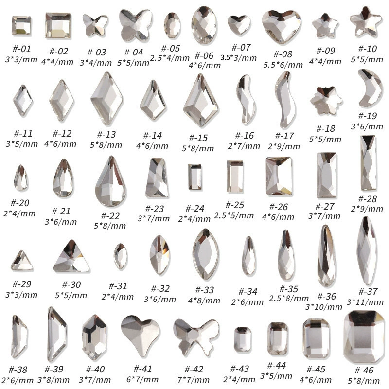 Стразы для нейл-арта с плоским дном, неправильной формы, прозрачные, белые, в форме сердца, квадратные, каплевидные, стеклянные, оптом, в стиле INS