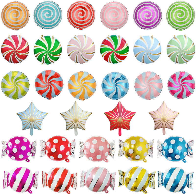 18 pulgadas ronda molino de viento globo espiral de aluminio bola Lollipop globo caramelo forma cumpleaños fiesta Decoración