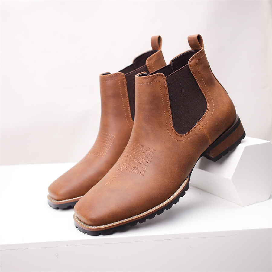 Autumn retro denim low chelsea square toe