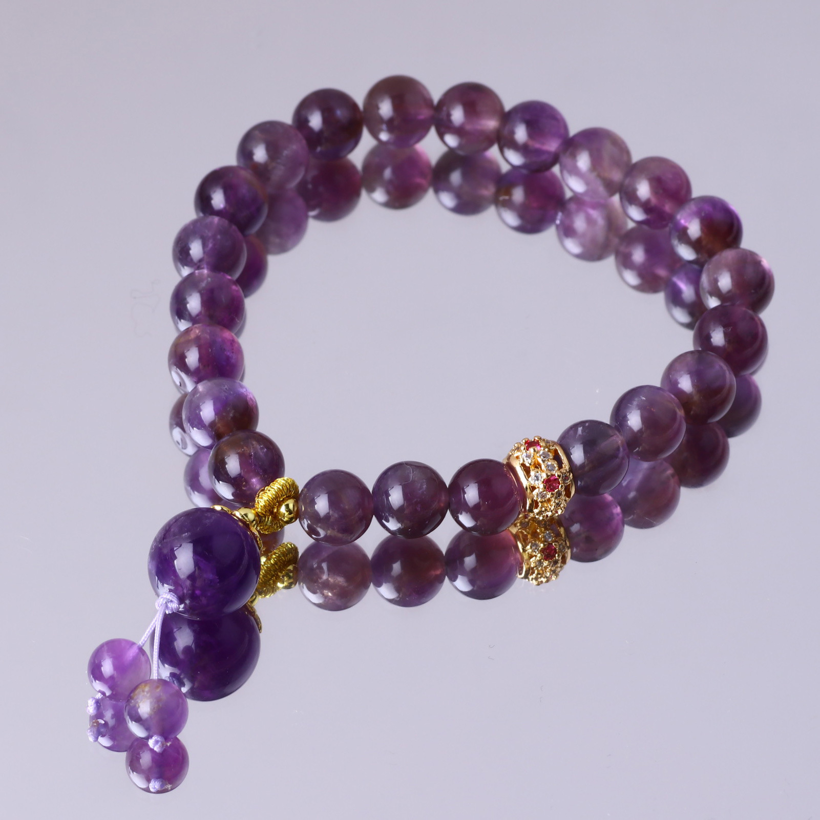 Brazalete de amatista natural para mujeres ins nicho lujoso ligero pulsera púrpura para la novia buena suerte regalo