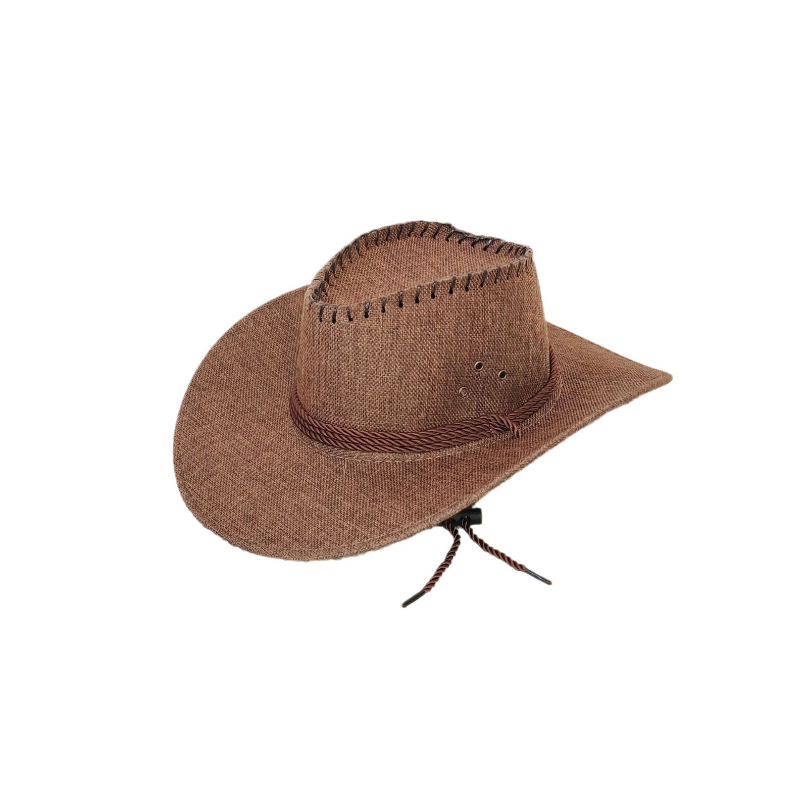 Sombrero Vaquero de Lino Unisex de Poliéster y Lino con Protección Solar para Pesca y Turismo