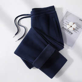 秋冬纯棉加绒加厚直筒裤潮流休闲卫裤高腰运动裤女窄版糯米裤妈妈