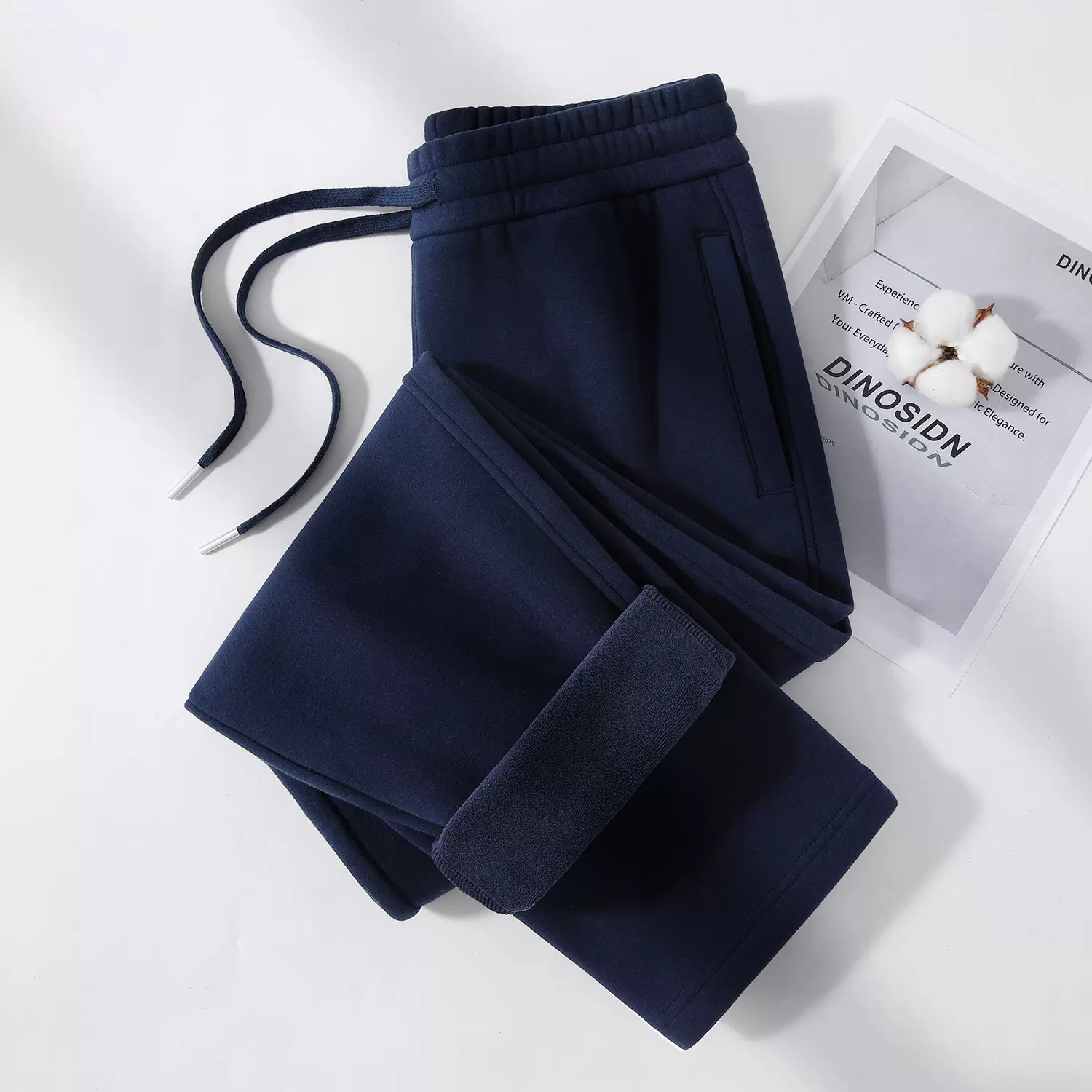 秋冬纯棉加绒加厚直筒裤潮流休闲卫裤高腰运动裤女窄版糯米裤妈妈