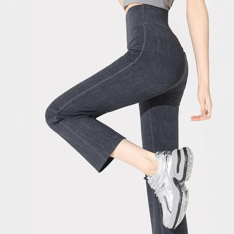 Cross-Border 2026 Spring/Summer Cropped Flared Jeans Cigarette Pants Women's Yoga High-Waisted Butt-Lifting High-Elastic Sports Pants for Outdoor Wear Cross-Border 2026 Spring/Summer Cropped Flared Jeans Cigarette Pants Women's Yoga High-Waisted Butt-Lifting High-Elastic Sports Pants for Outdoor Wear