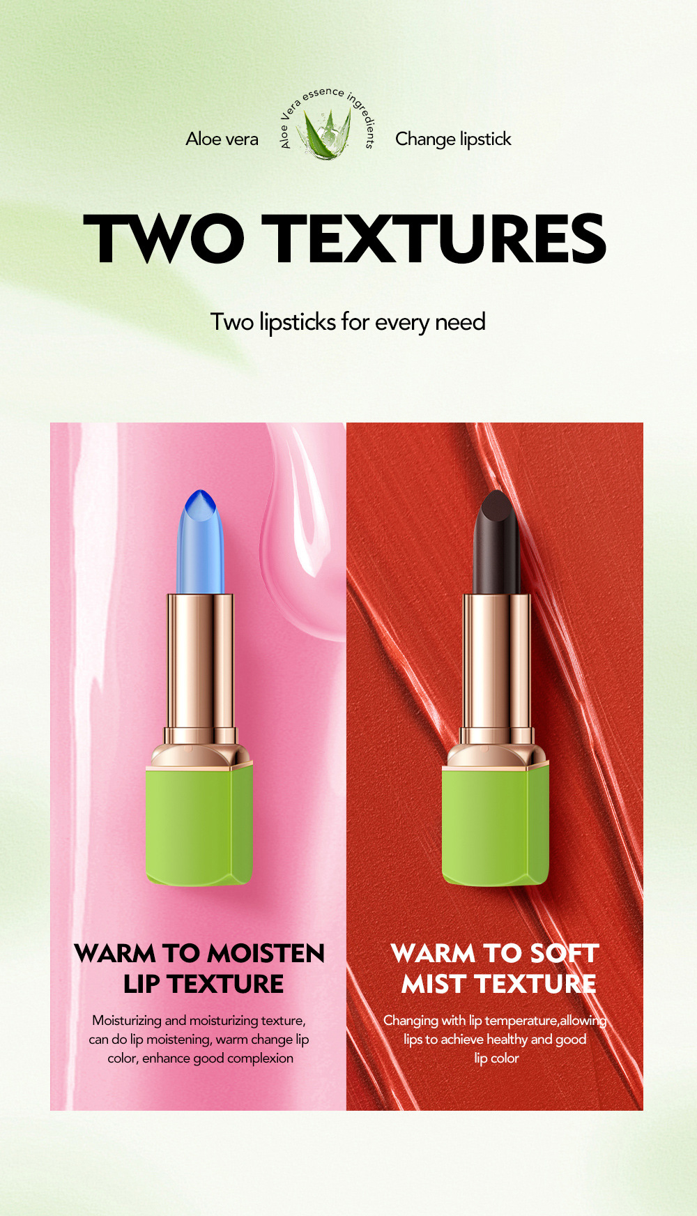warm lipstick Cross-border NOS Aloe Vera temperature-changing Lipstick Lipstick does not stick to the cup and provides long-lasting moisturizing and nourishing lip lines undefined