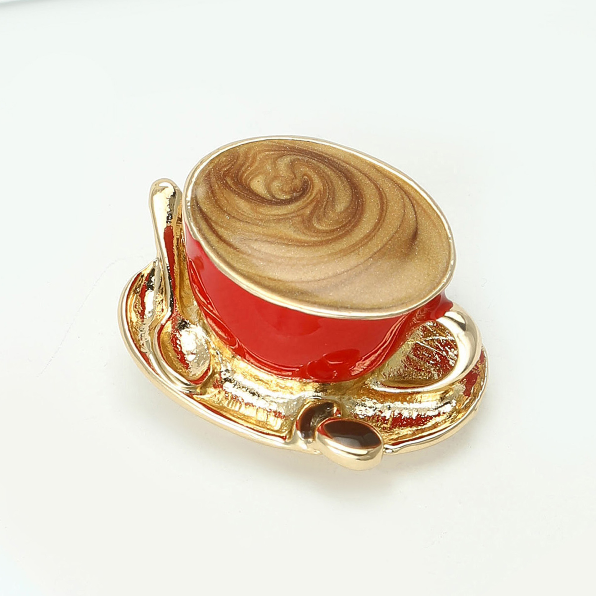 New Exquisite Creative Alloy Enamel Coffee Cup Brooch Personalized Creative Women's Clothing Corsage Jewelry Pin