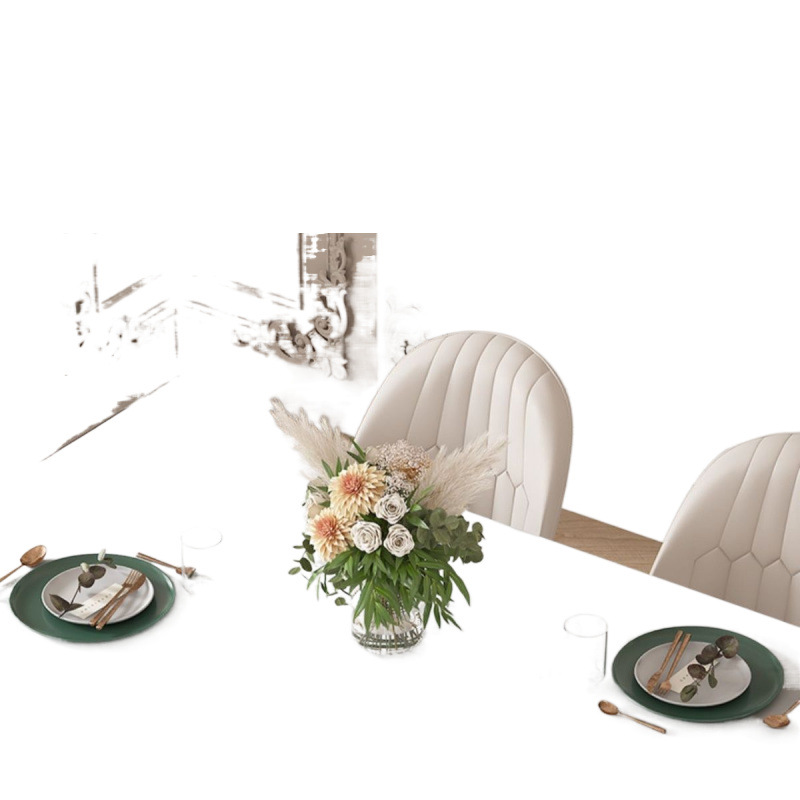 Mesa de comedor de tabla de roca moderna y simple estilo nórdico de crema de estilo doméstico de alta calidad blanca pura mesa de comedor red roja rectangular