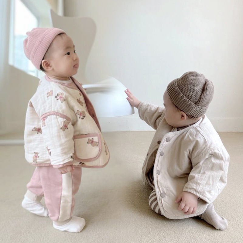 Children's Autumn and Winter Jacket Korean Style Kids' Clothing Reversible Cotton Jacket Ins Baby Cardigan Infant Top Autumn Outfit
