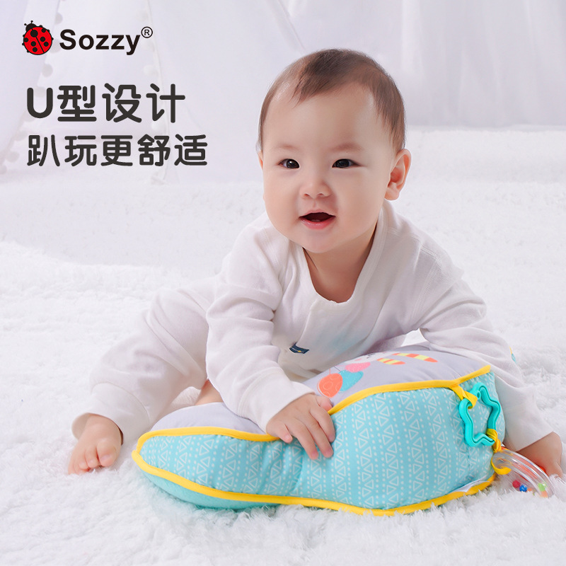 Sozzy bebé gateando almohada bebé educativo gateando ejercicio cabeza-arriba almohada acostada 0-años recién nacido almohada de juguete calmante