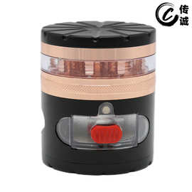 创意三孔雕花盖锌合金研磨器5层带抽屉侧三孔磨烟器碎烟器grinder
