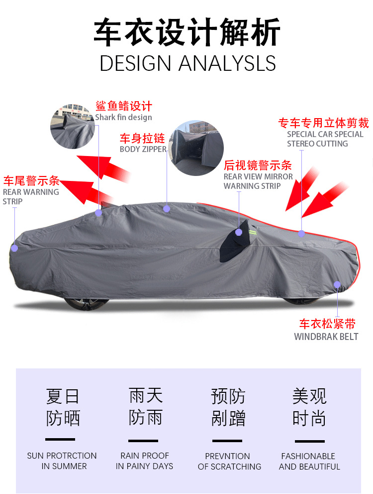 Car Cover Eva Fleece-Lined Thickened Car Cover Sun Protection Heat Insulation Car Sunshade Cover Full Car Sun Protection Cover