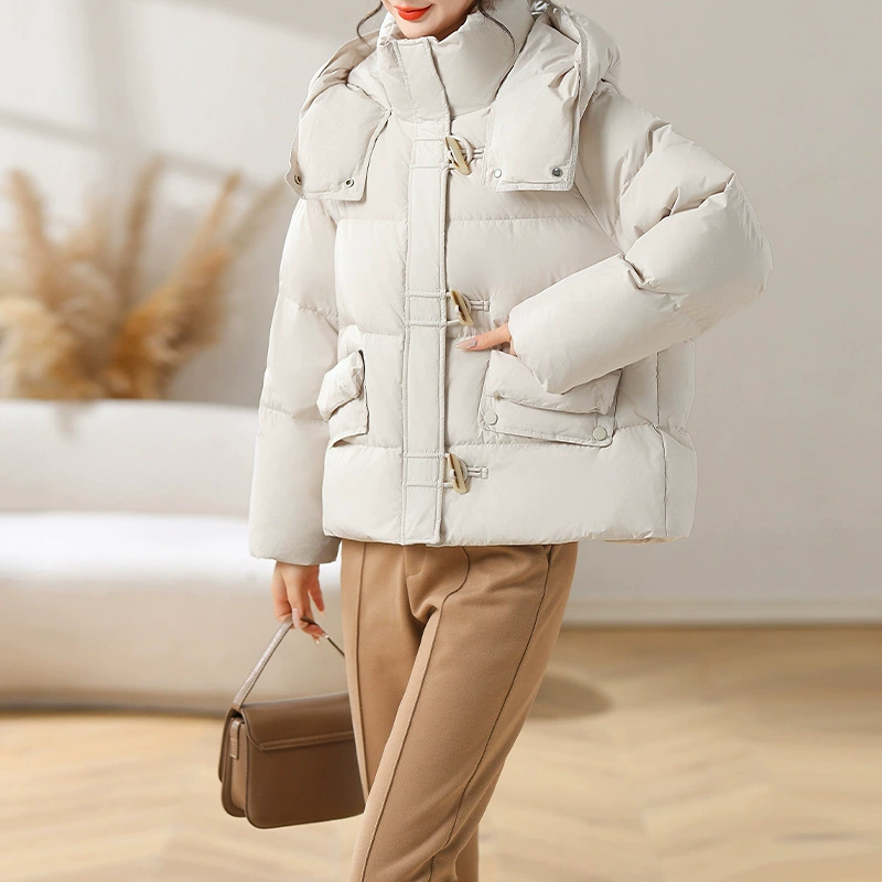 Иностранные хлопчатобумажные куртки для девочек средних лет мамы пуховики модные короткие осенние и зимние белые утиные пуховики для женщин среднего и пожилого возраста