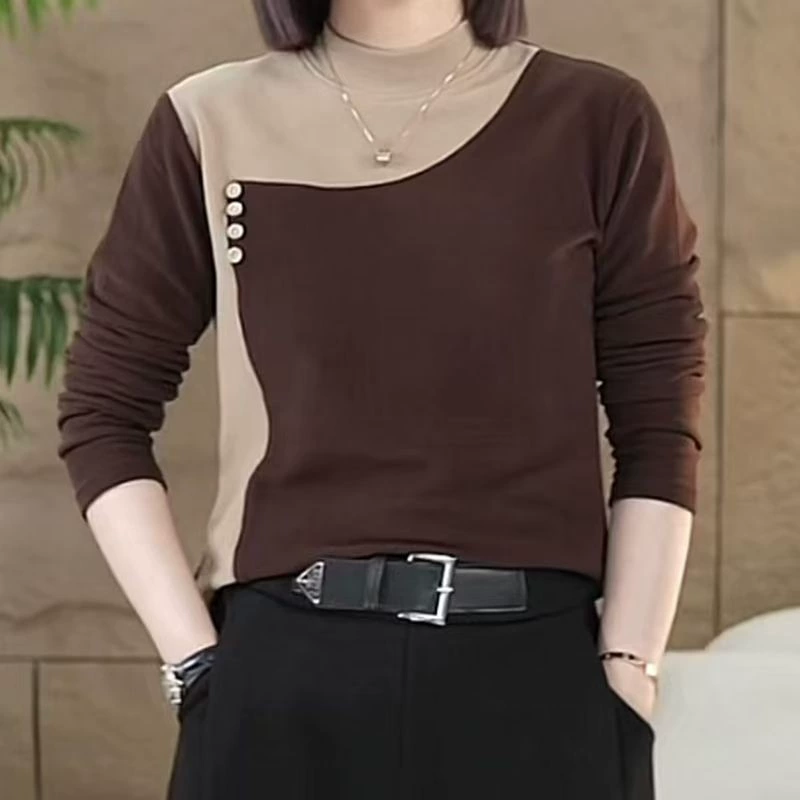 Весенне-осеннее повседневное slim fit универсальное цветное нижнее белье женский тёплый двусторонний бархат модный корейский стиль топ
