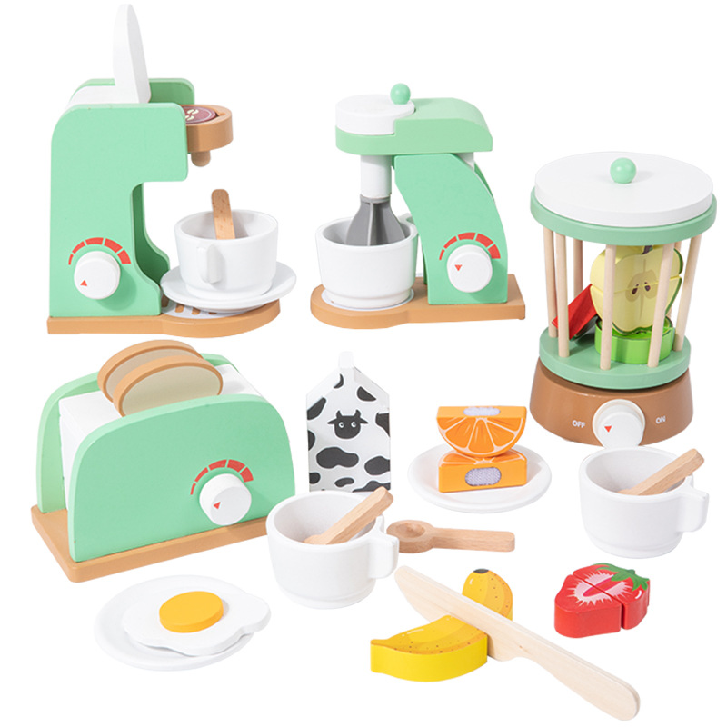 Simulación de pan para niños pequeños mezclador casero juguete modelo de máquina de café molde de jugo de bebé de madera image 5