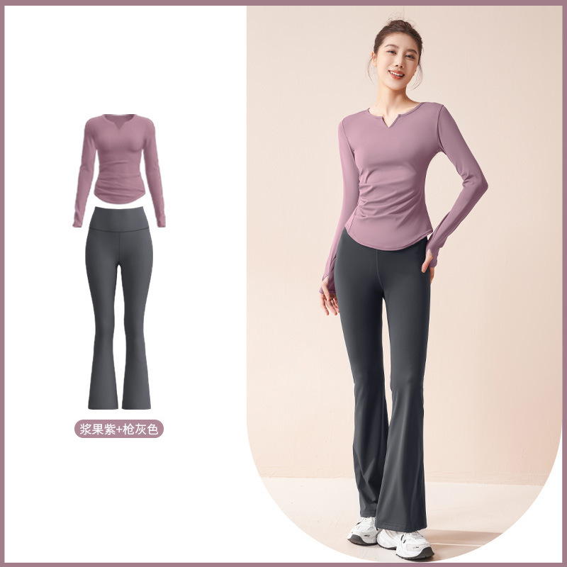 Juyitang traje de yoga con cuello en v de otoño