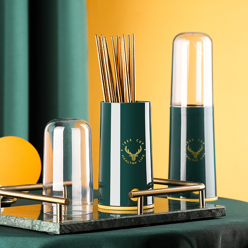 household Leachate Chopsticks Chopsticks cage kitchen tableware straw Storage rack Chopstick With cover dustproof Chopsticks basket