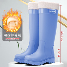 加绒雨靴女保暖加棉中筒防水鞋中帮防滑水靴厨房冬季雨鞋工作胶鞋