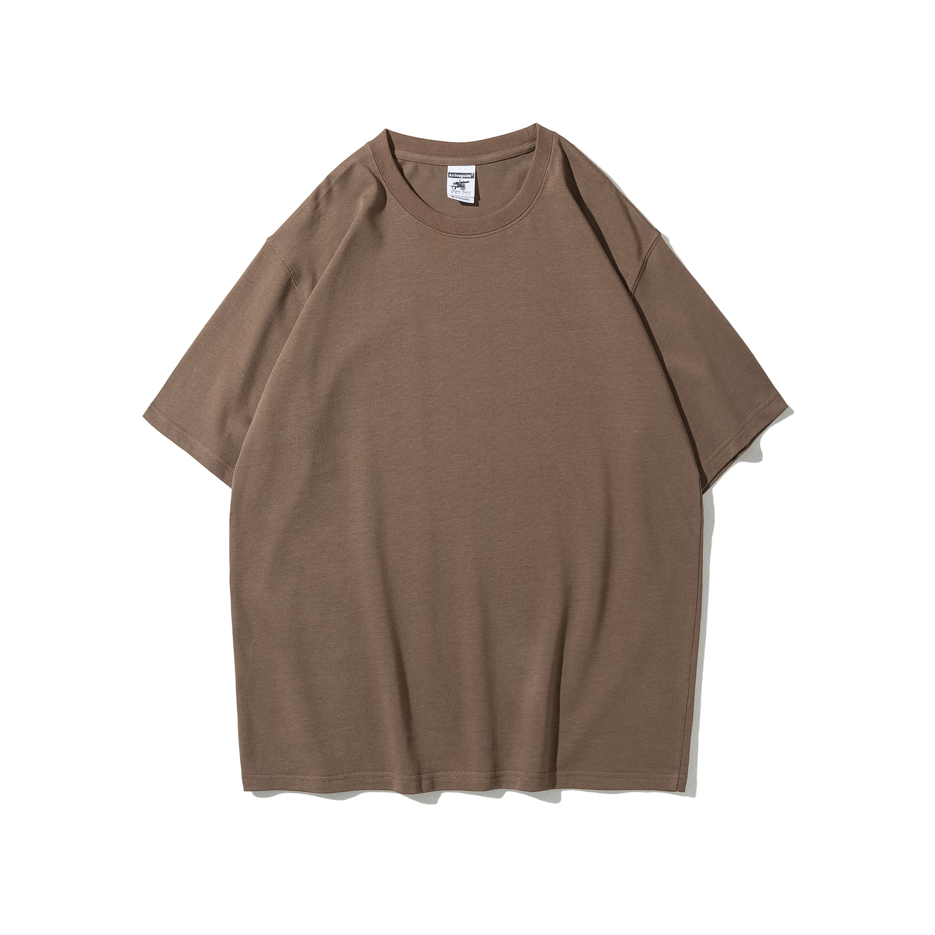 AG280g Camiseta de manga corta con cuello redondo y hombros pesados de algodón puro, camiseta de marca de moda suelta personalizada, camiseta, logotipo personalizado