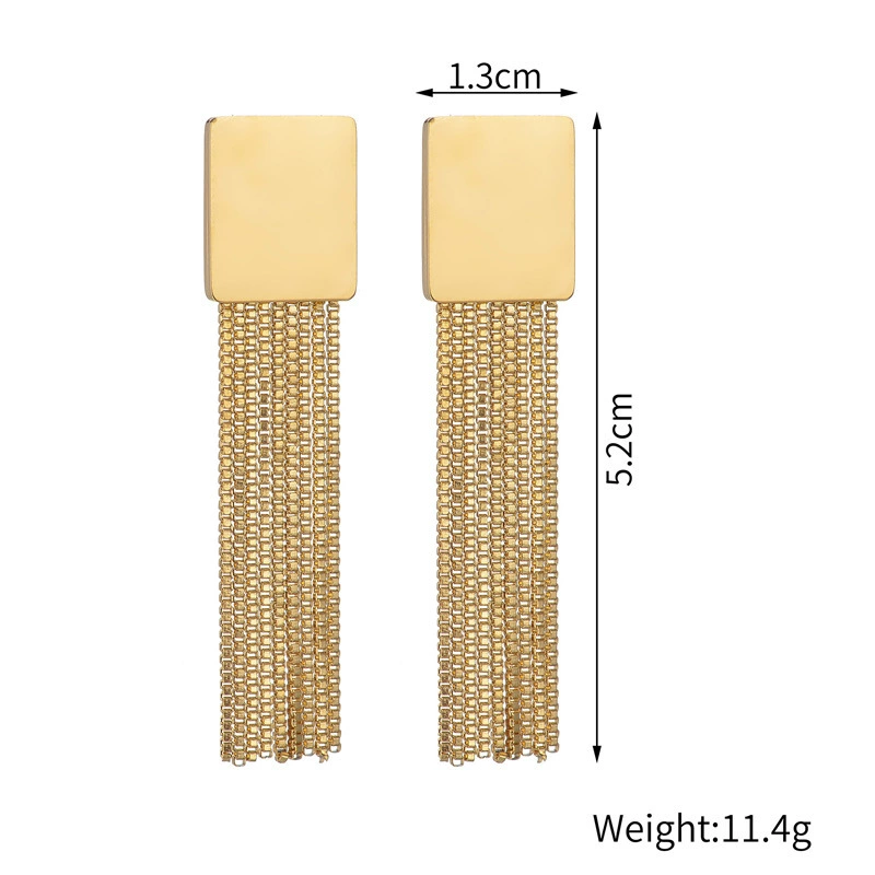Long trend glossy fashionable earrings, accessory stainless steel, European style