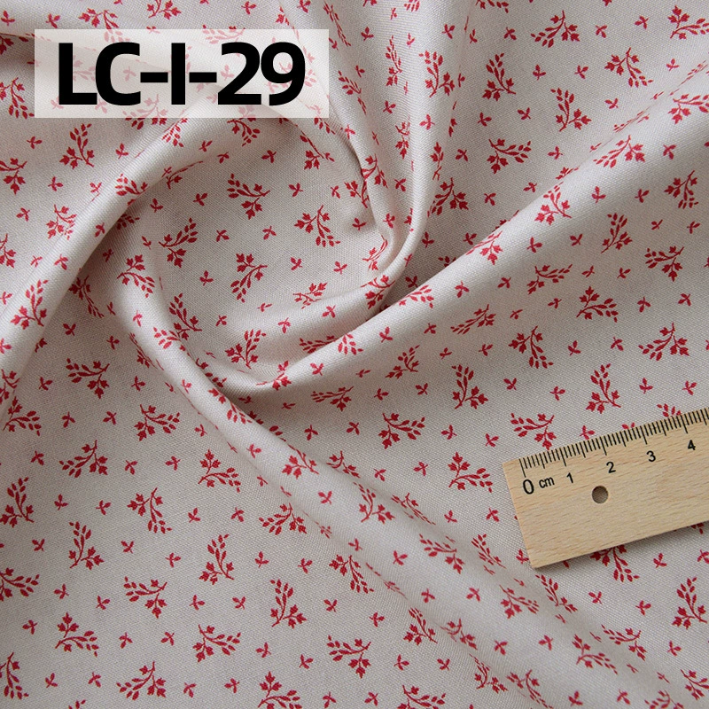纯棉布料手工diy衣服包包田园碎花印染全棉面料棉布卡其红色花园