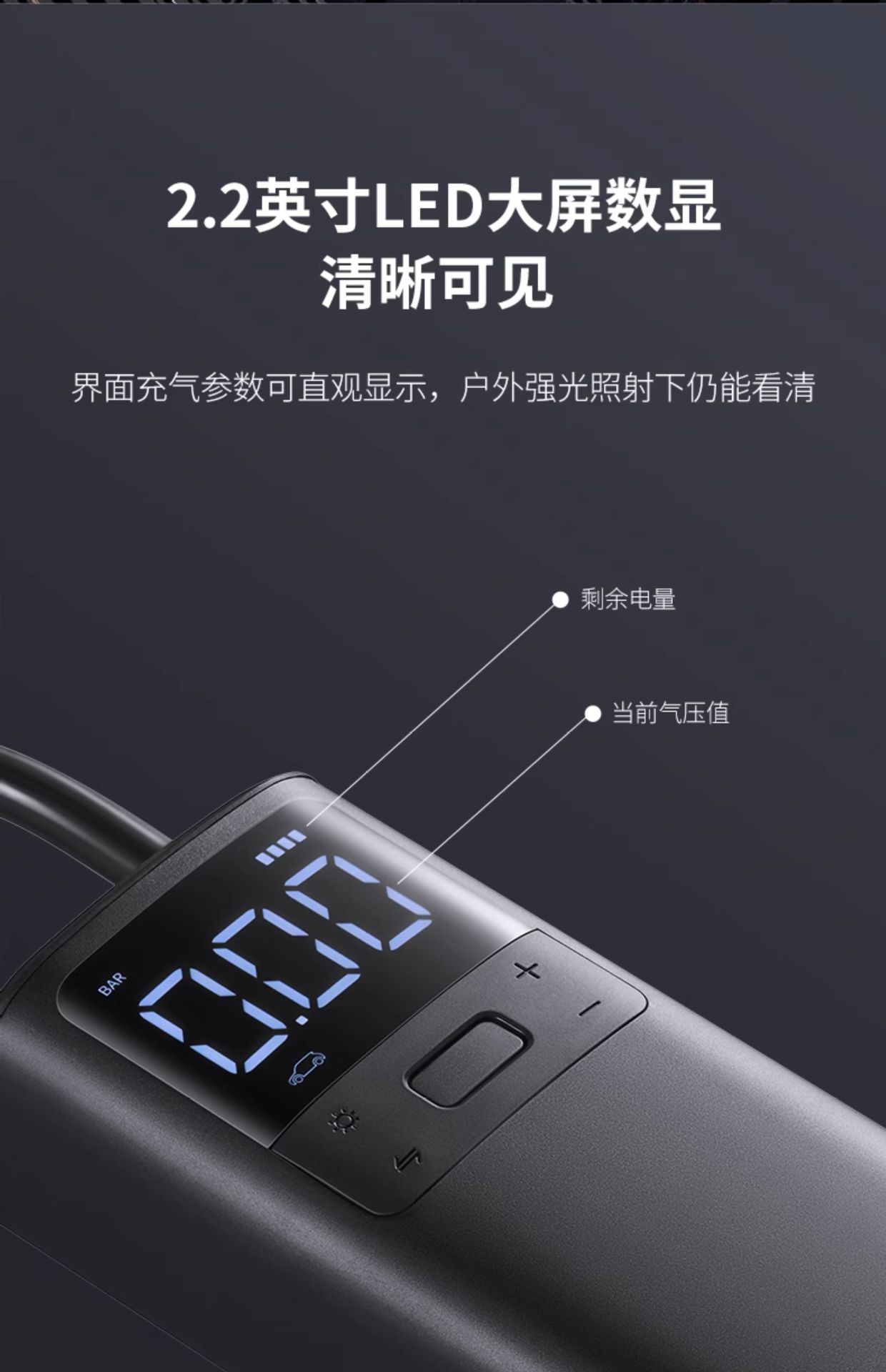 70Mai Wireless Car Air Pump with Digital Display, Smart Start/Stop, Electric Portable Tp05