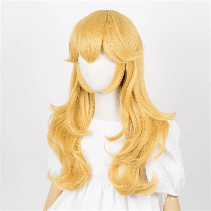 Vietnam comercio spot Mario Princess Cosplay peluca amarillo con el cabello largo coronado tocado image 4