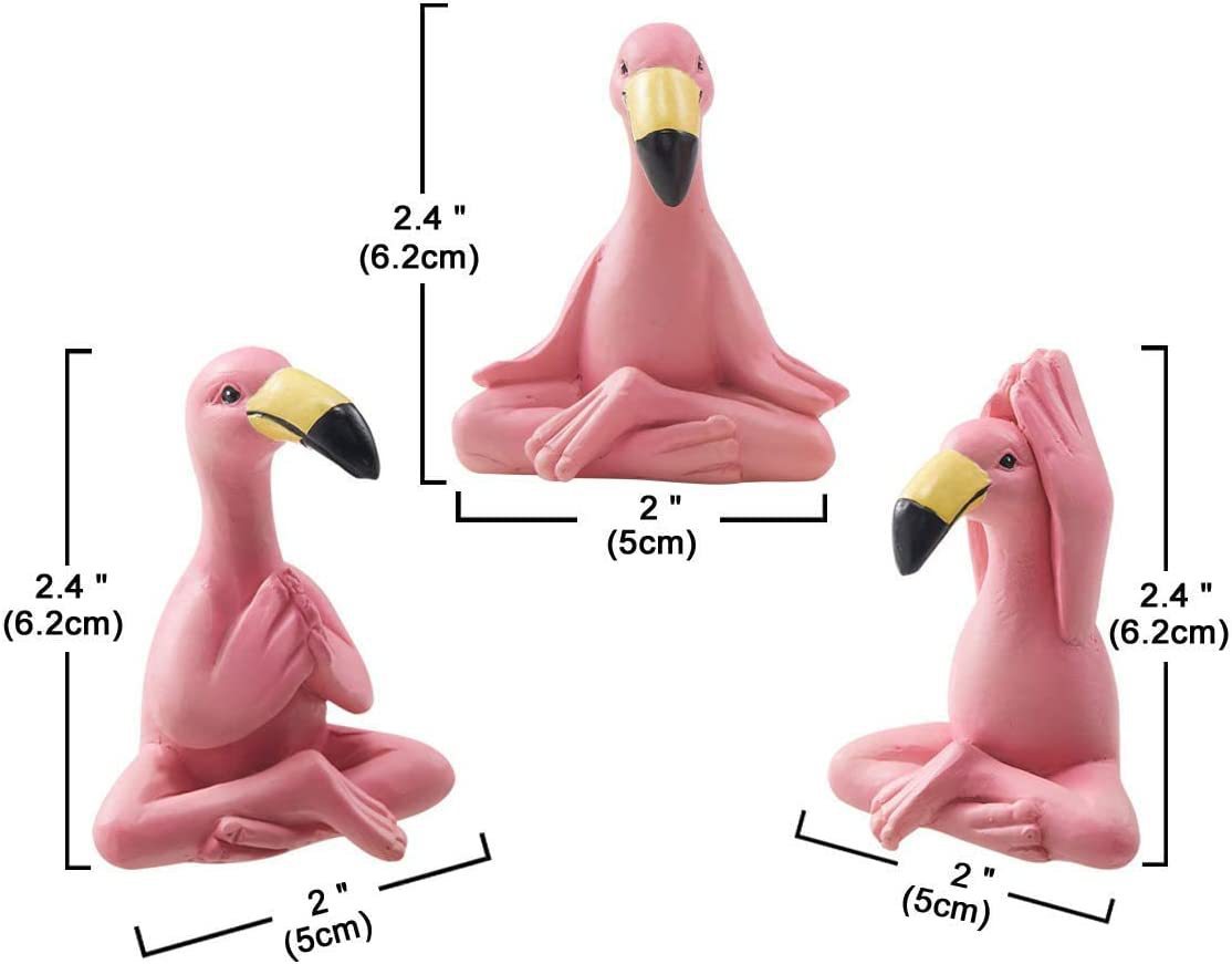 New Mini Flamingo Yoga Statue - Resin Craft Decor for Desktop and Garden_voghion.com