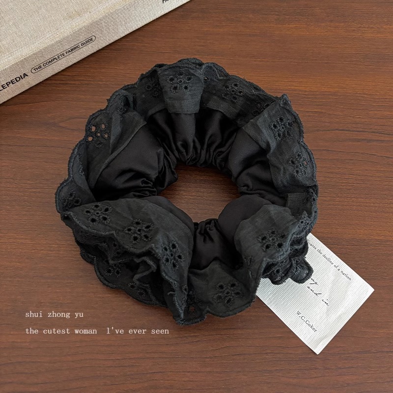 Zhao Lusi, el mismo estilo de encaje, encaje, intestino de cerdo, lazo para el cabello, cuerda para el cabeza coreana femenina, sentido de alta gama, nueva cuerda para el cabello de celebridades de Internet 2025