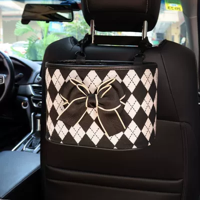box rhombus, Car storage bag/box - black-bow-rhombus-chair-back-storage-bucket