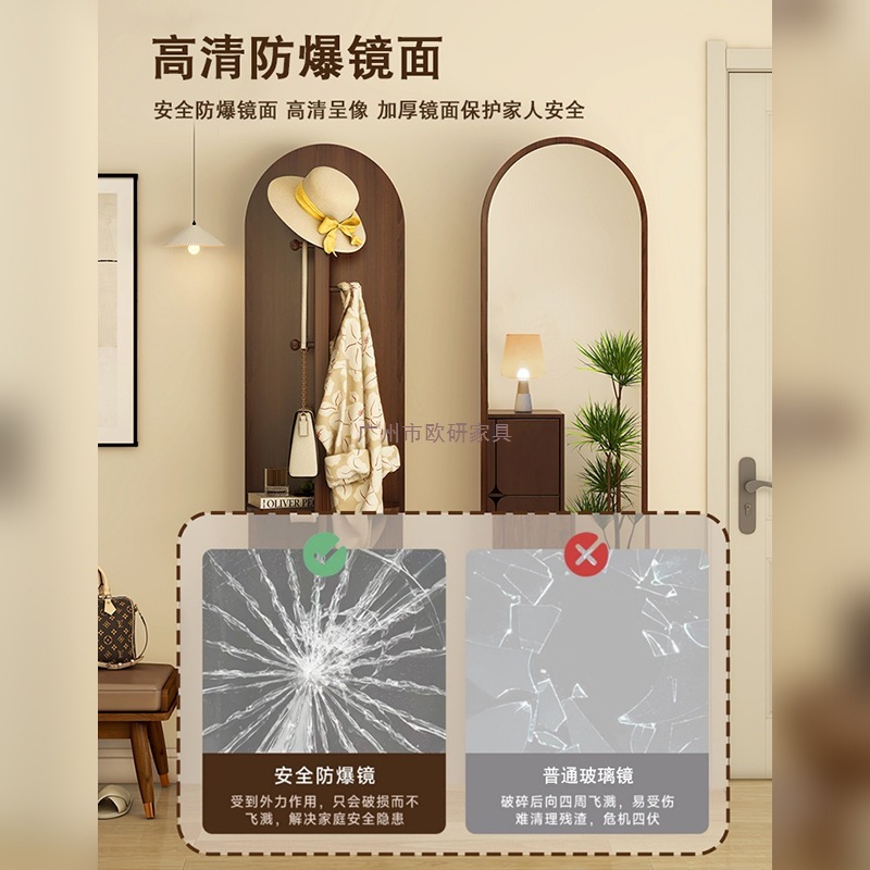 全身镜穿衣镜挂衣架简约落地镜家用试衣镜衣帽架一体木质旋转镜子|undefined