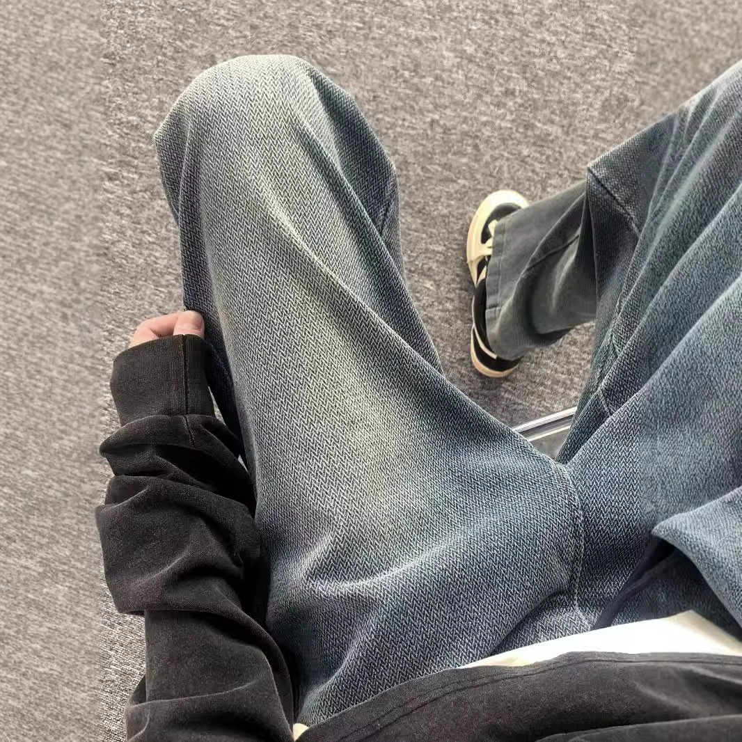 Звездное небо мягкие джинсы мужские весенне-осенние эластические талии американский прилив ретро большой размер свободные широкие ноги прямые брюки