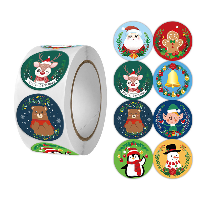 クロスボーダークリスマスステッカー高品質コート紙粘着ギフトバッグギフトボックス誕生日ラベルパーティーステッカー|undefined