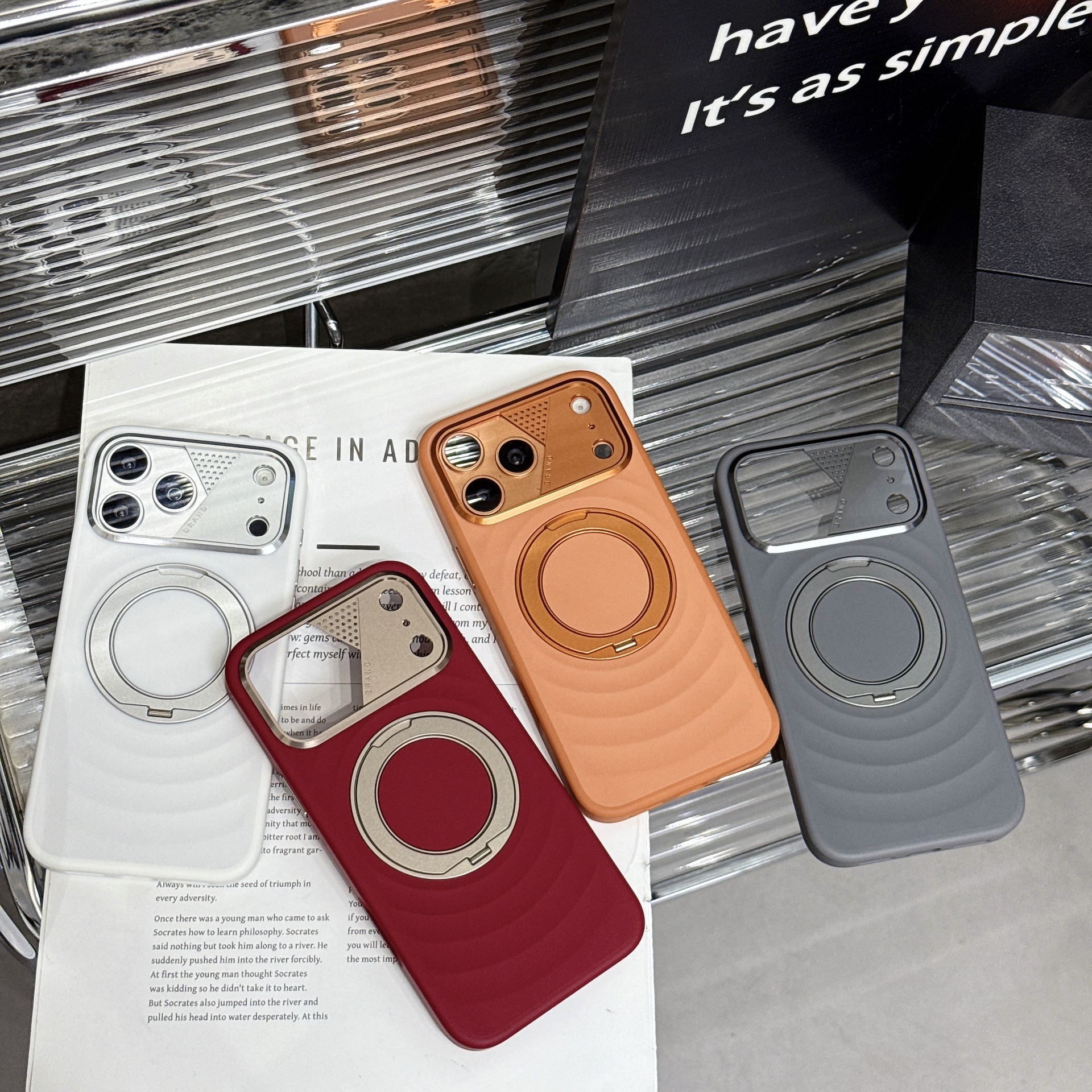 Premium Solid Color Rotating Stand Phone Case For IPhone 17 Promax/16/15/14/13 Magnetic Anti Drop Protective Cover_voghion.com