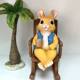 Cute rocking chair rabbit resin decoration garden balcony courtyard landscape bonsai decoration gift kindergarten B & B