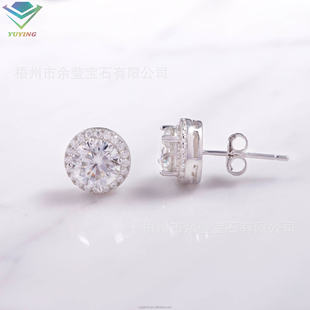Casual and Fashionable S925 Silver Inlaid D Color Moissanite Earrings European and American Trendyy Hip-Hop Style Earrings for Men and Women