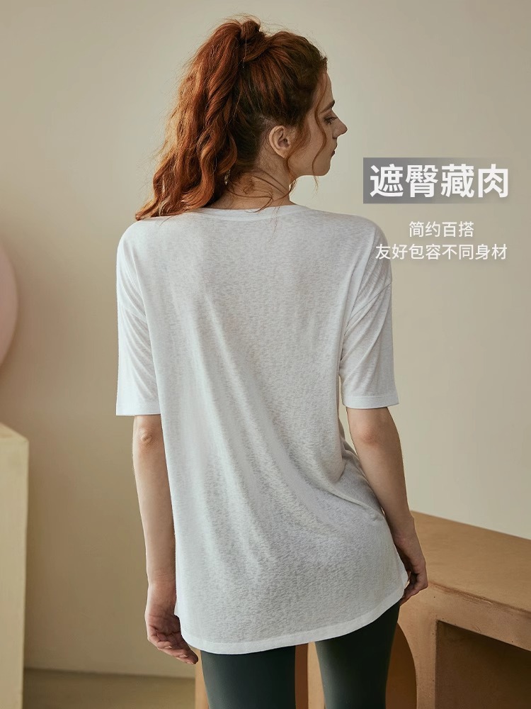 ヨガ服レディース夏半袖プラティプロトレーニングフィットネストップスブラウスゆるいランニングプロスポーツtシャツ