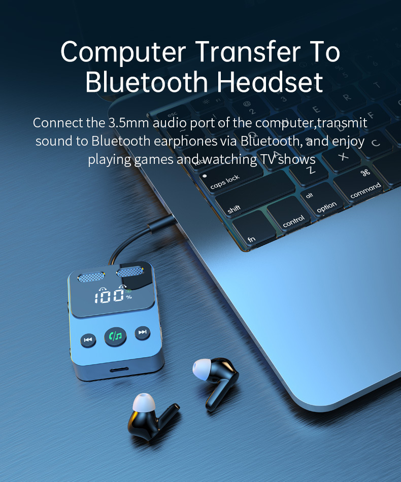 BR17 Bluetooth receiver transmitter with subwoofer one-to-two integrated storage cable audio two-in-one adapter