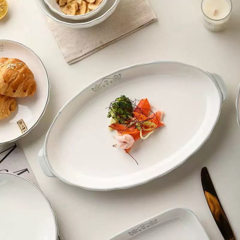 Con alto valor visual, platos de cerámica modernos, platos de arroz caseros, platos de cerámica nuevos, platos de pescado, platos de sopa