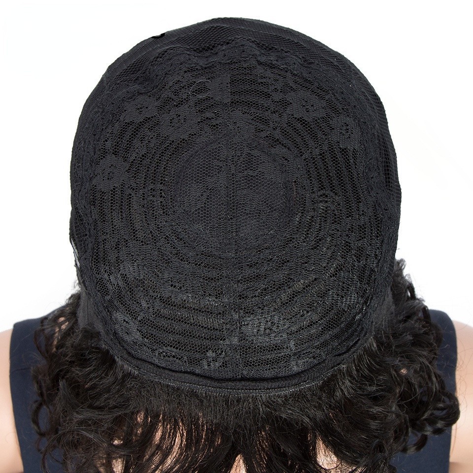 Perucas europeas y estadounidenses cabello de dama fibra química seda de alta temperatura franja 12 pulgadas rizos cortos wig