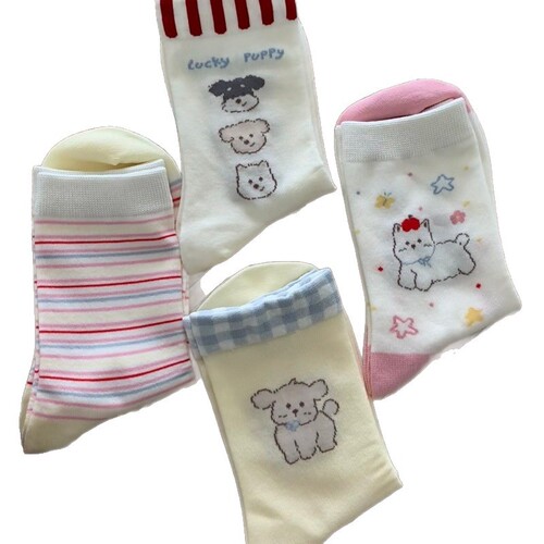 Milk fufu custard! Cartoon socks, women's middle tube socks, spring and summer cotton socks, Korean Japanese ins, trendy socks