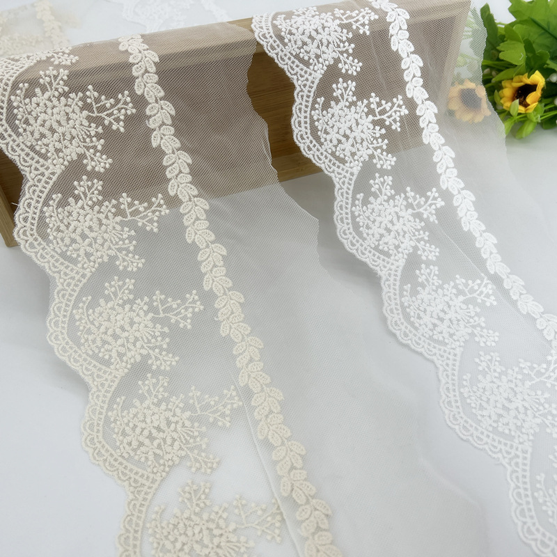 13.5厘米白色杏色棉线网花刺绣洛丽塔发饰头饰材料DIY饰品配件