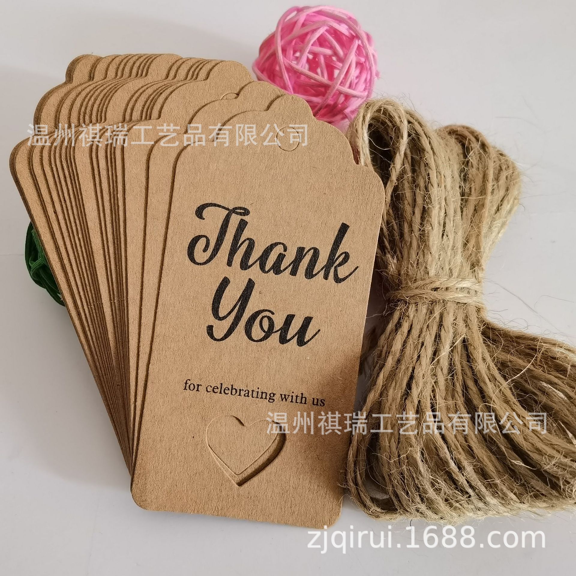 现货 复古 镂空 波浪 Thankyou 牛皮纸吊牌 标签留言烘焙礼物包装