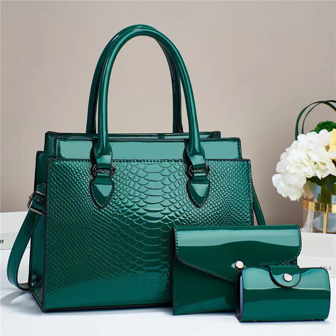 Single Shoulder Strap Strap Type Women's Pu Leather Solid Color Elegant Vintage Style Classic Style Square Zipper Card Holder Bag Sets Tote Bag