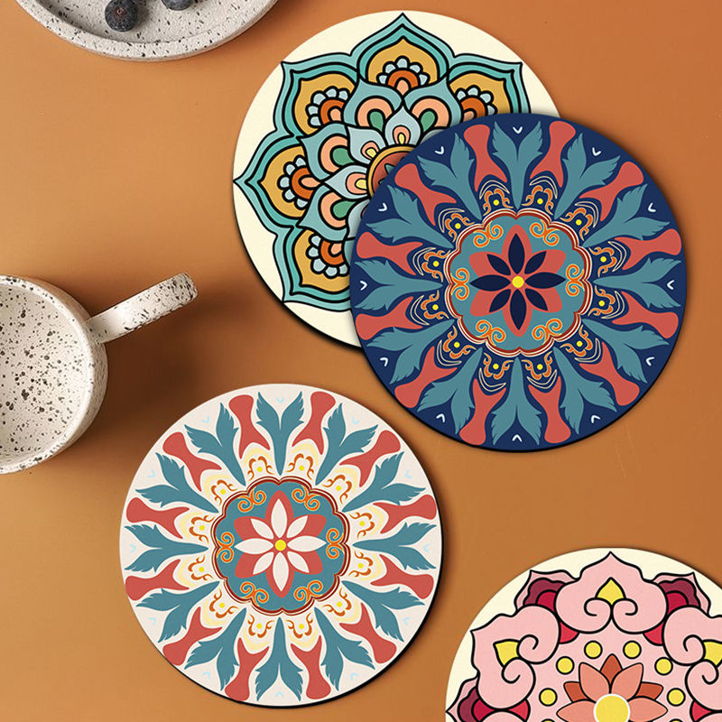 Creative Cup Mat with Insulating Plate Mat for Dining Table, Anti-Scald and Anti-Slip, European Style Bowl Plate Mat, Simple and Luxurious Tea Ceremony Cup Mat, Small Pads