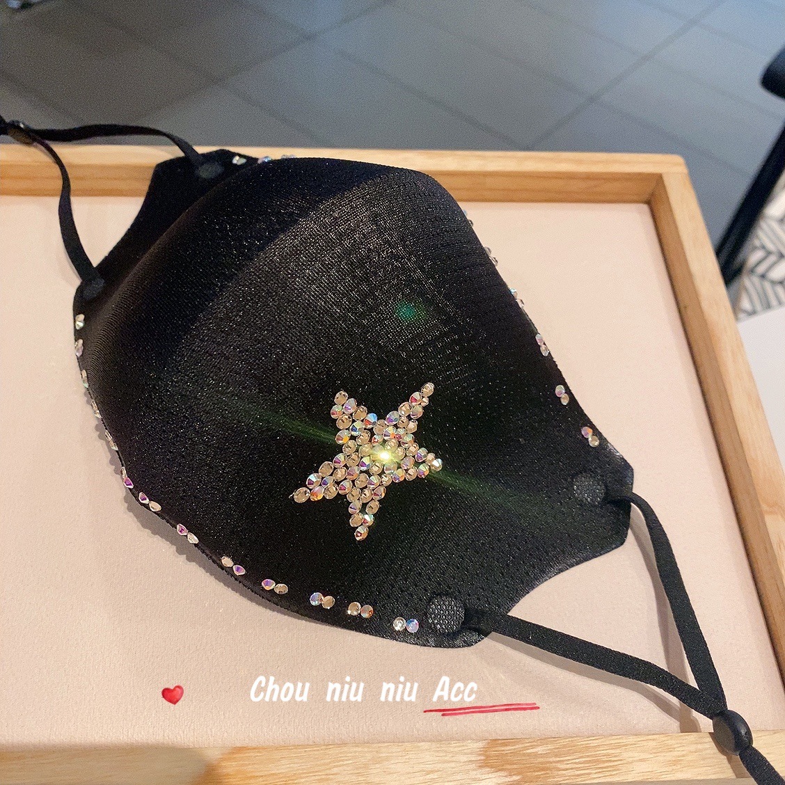 夏季透气孔薄款黑色网闪钻星星个性防晒 口罩时尚面罩